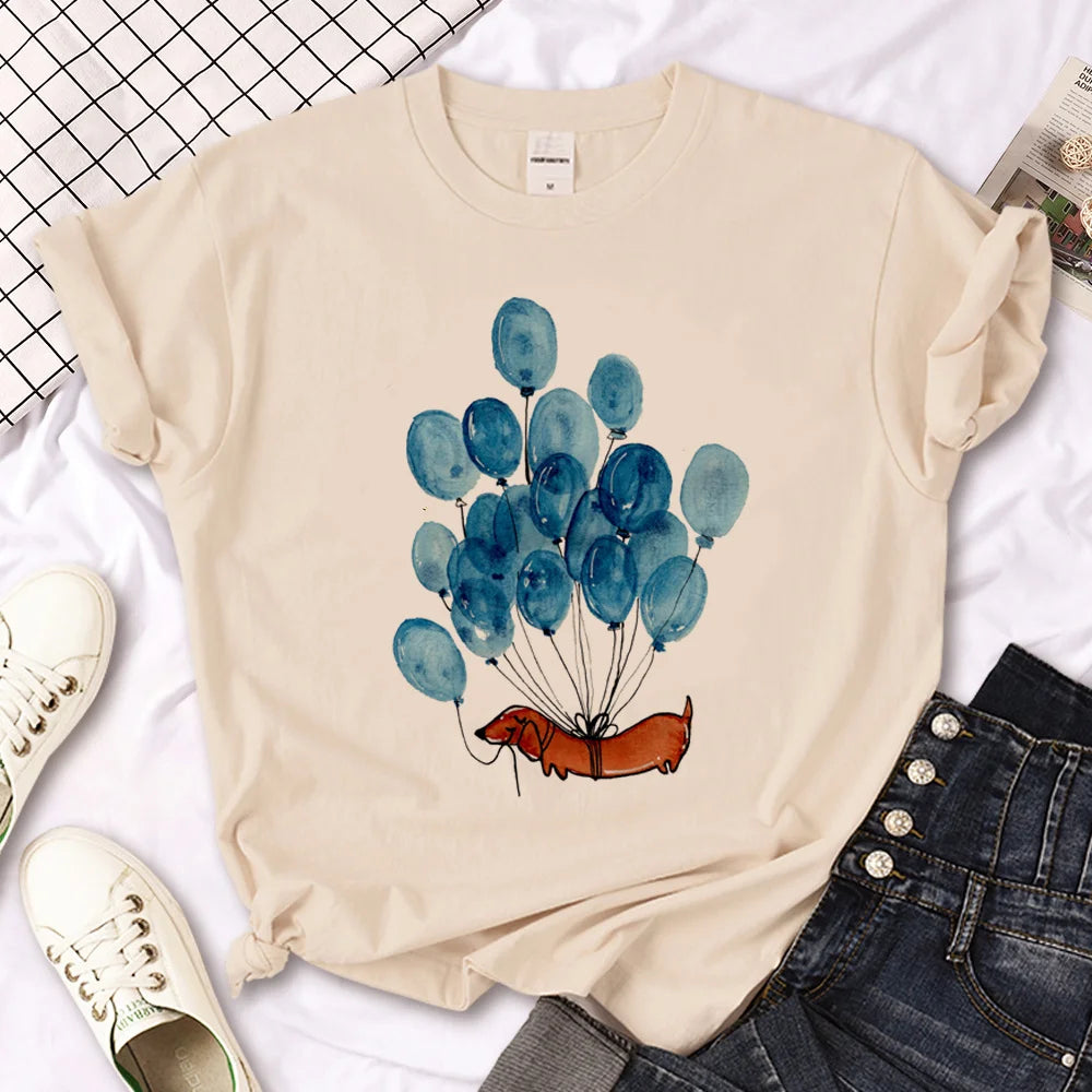Balloons - Women's Dachshund-Themed Graphic T-Shirts – Cute & Stylish